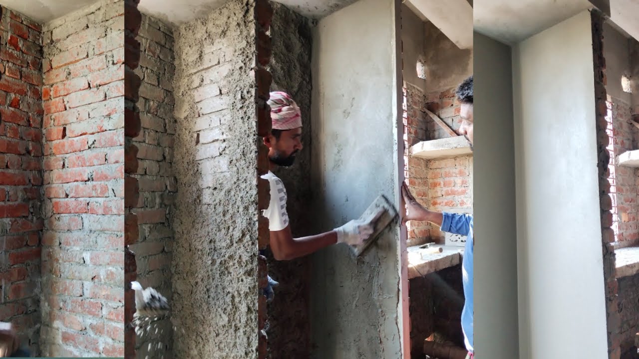 Easy way to wall plastering Techniques_ Wall plastering skills of masonry| Brick wall plastering 