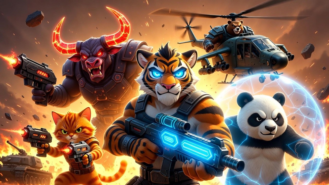 Tiger Squad vs Bull Fight|kids adventure movies|3D animated movies|cartoon war|Epic battle vedios||