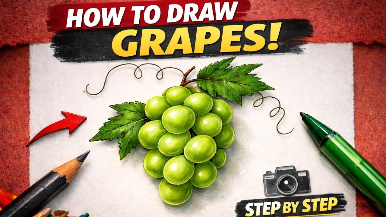 Grapes Drawing for Beginners: So Simple! 🍇| Step by step tutorial| Easy & Simple| Drawing & Coloring