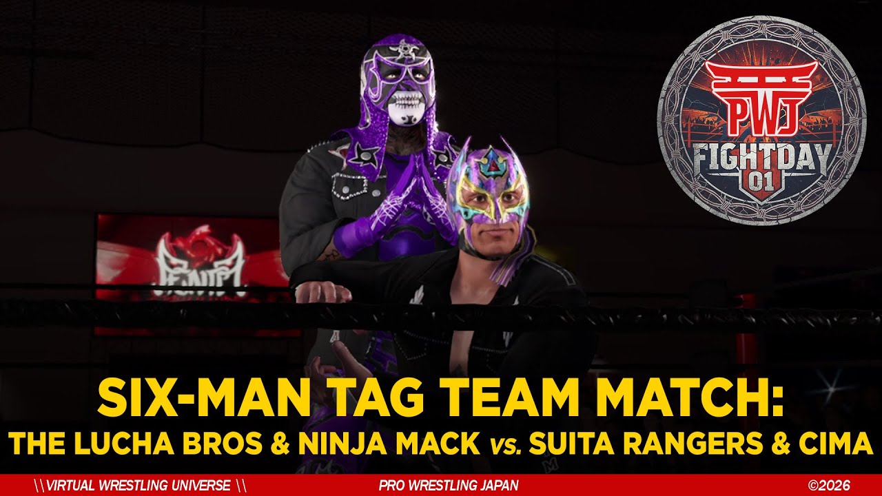 PWJ | FIGHTDAY 01, Six-man Tag Team Match: THE LUCHA BROS & NINJA MACK vs SUITA RANGERS & CIMA