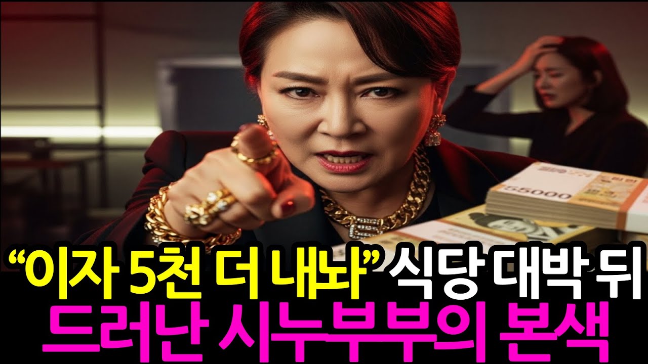 식당 대박 나자 “이자 5천 더 내놔” 요구한 시누부부돈 주고 인연 끊었더니, , ,