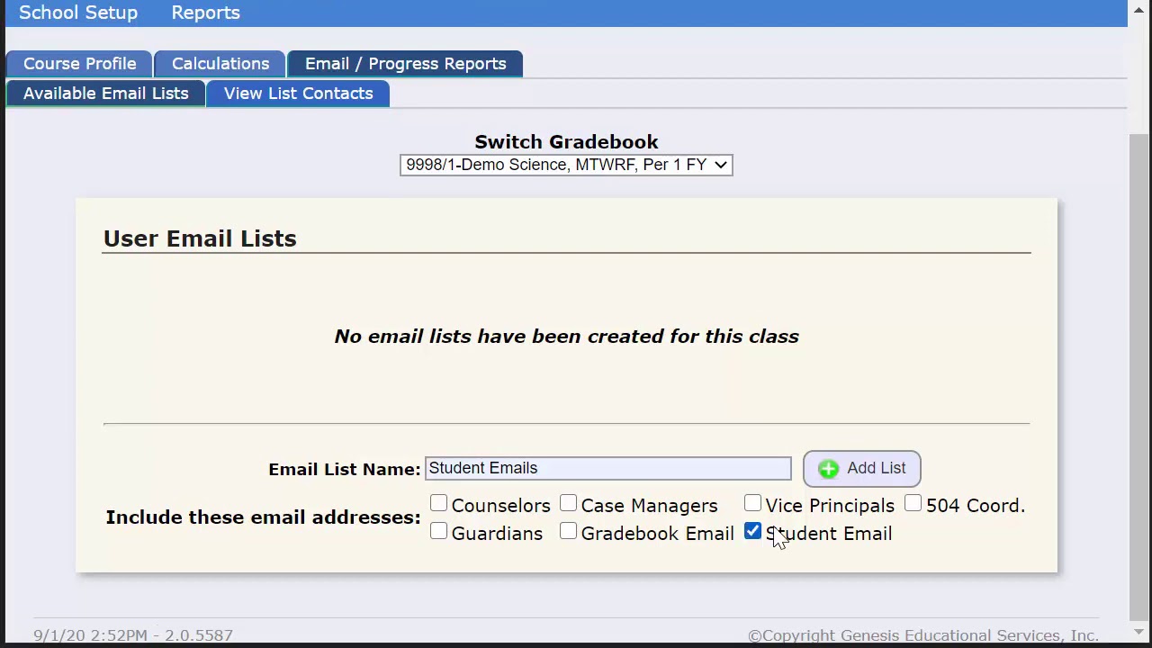 Genesis - Generated Student Email Lists