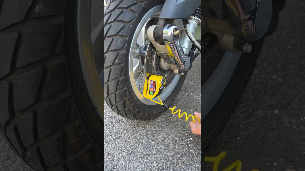 A disc lock is a compact, quick, and easy way to lock and alarm your scooter.