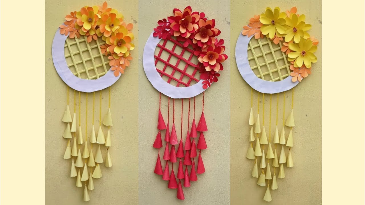 Simple Flower Wall Hanging| Wall Hanging ideas| Paper Flower Craft ideas