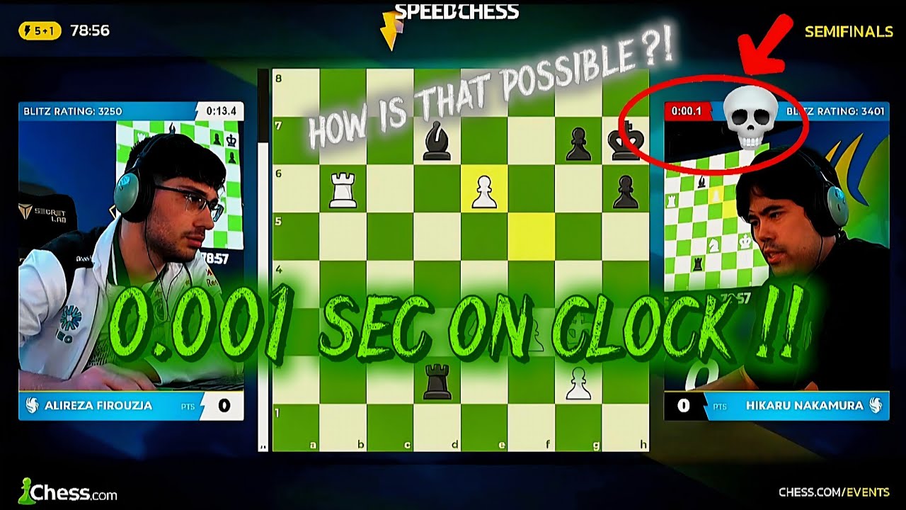 Hikaru plays a move with 0.001 sec on clock 🤯 !! How is that possible ?!