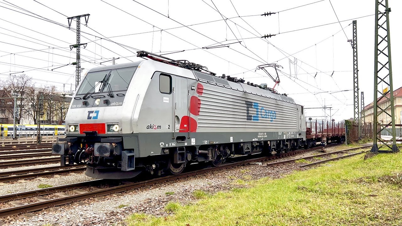 🇨🇿 ČD Cargo zu Besuch in Singen (Hohentwiel): AKIEM-Mietlok 189 159 transportiert Leerzug ab 👋
