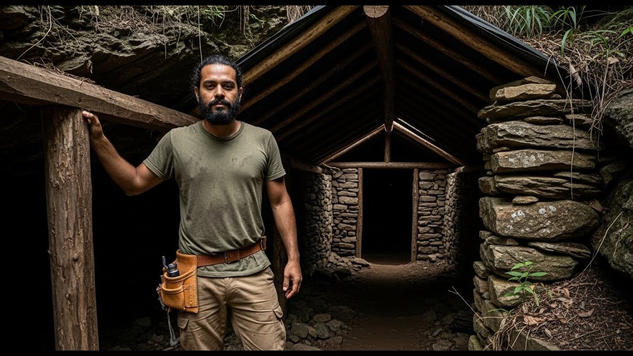 Personne ne le savait ! Il construit une maison dans une grotte cachée sous la montagne (ASMR)