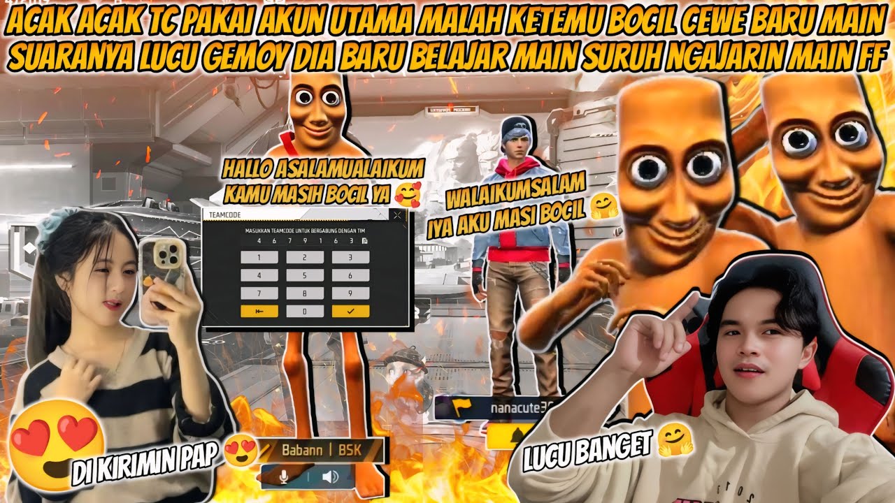 ACAK-ACAK TC PAKAI AKUN UTAMA KETEMU BOCIL CEWE BARU MAIN SUARANYA GEMOY SURUH NGAJARIN MAIN FF !!