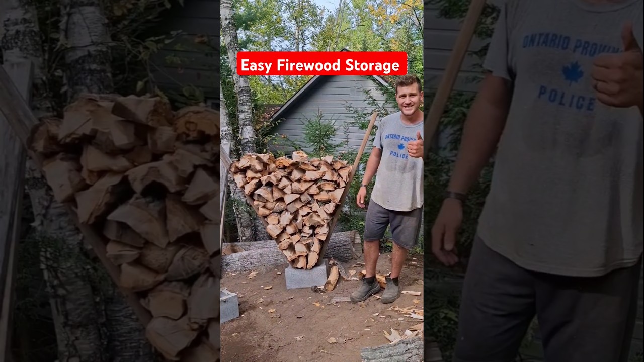 Easy firewood storage all you need is a cinder block & 2-2x6 48