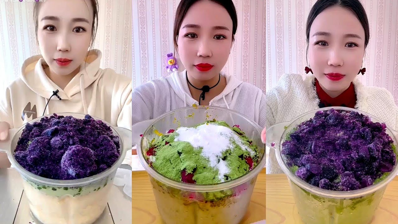 ASMR QIAN BLENDER ICE EATING WITH CRUSHED ICE WITH MATCHA AND MILK POWDER || *REUPLOAD*