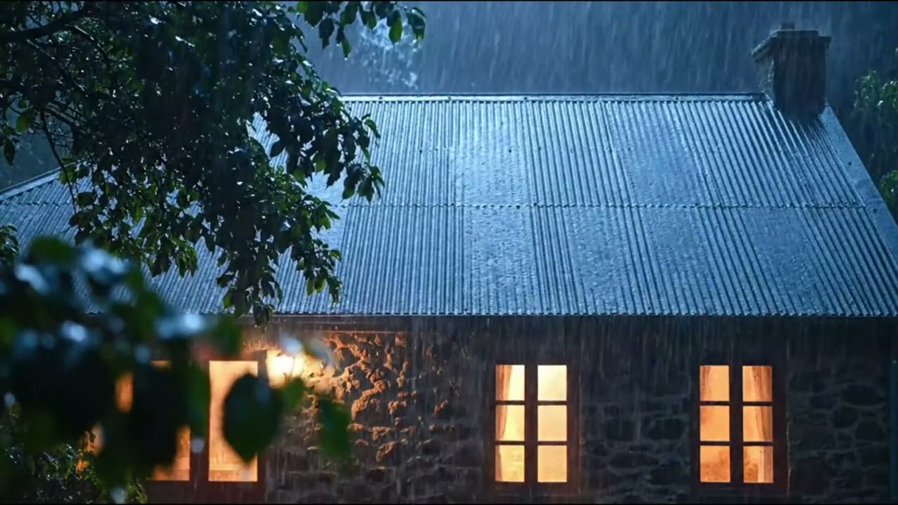 Fall Asleep in Minutes to Torrential Rain on Tin Roof & Green Leaves 🌧️ (No Thunder)