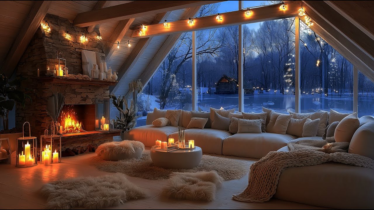 🎹Quiet Winter Night Piano | Snow Outside & Warm Fireplace | Sleep Music for Deep Relaxation
