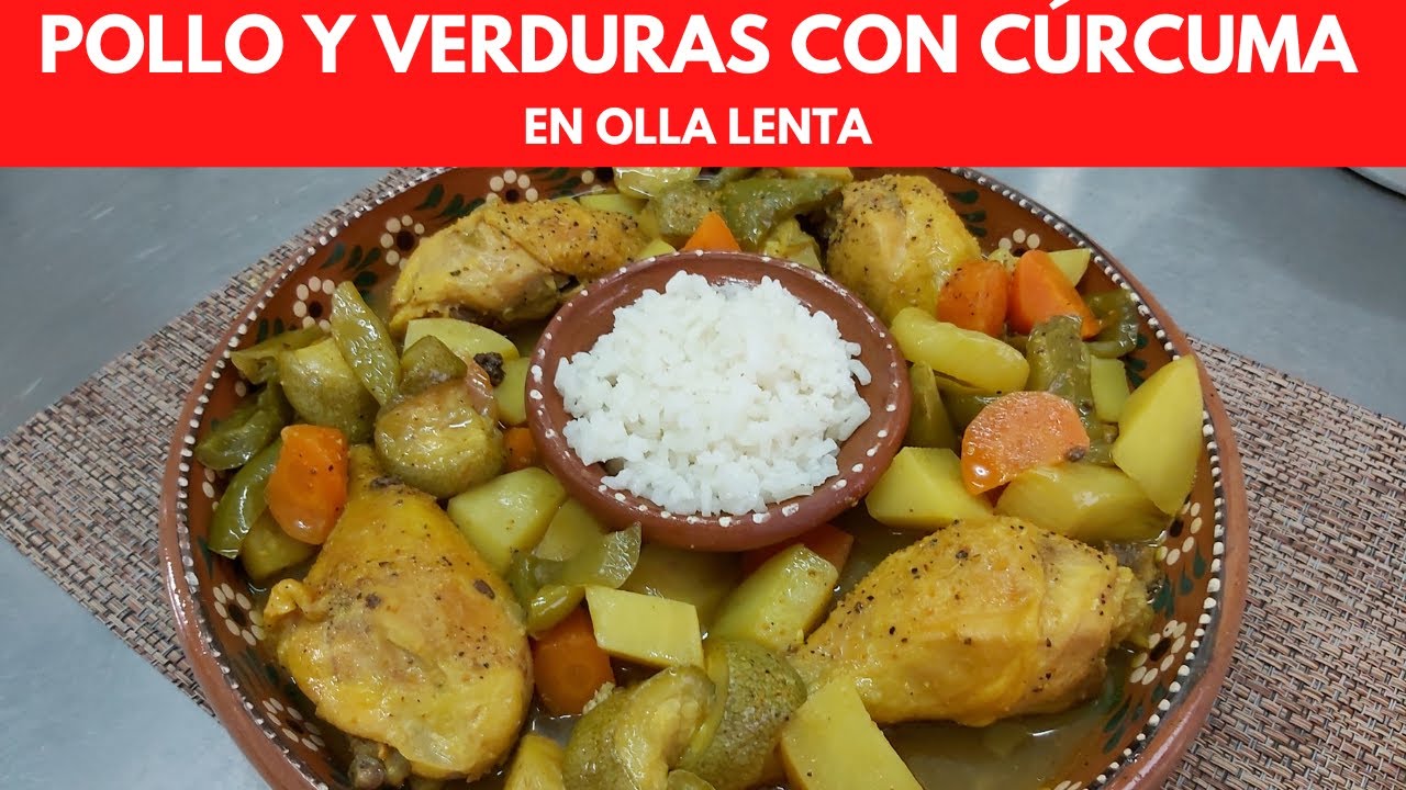 Pollo y verduras con cúrcuma en Olla lenta.- RecetasdeLuzMa
