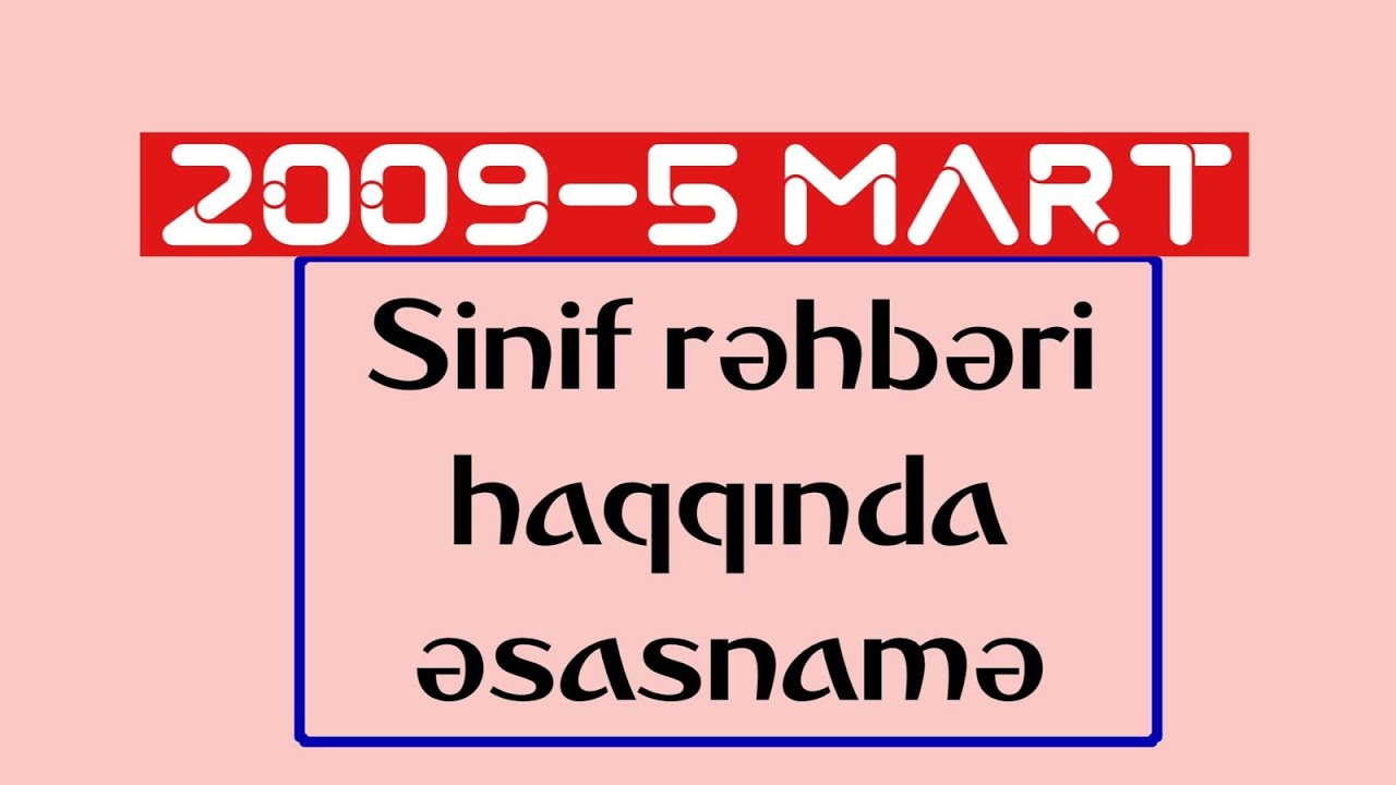 Sinif rəhbəri haqqında əsasnamə