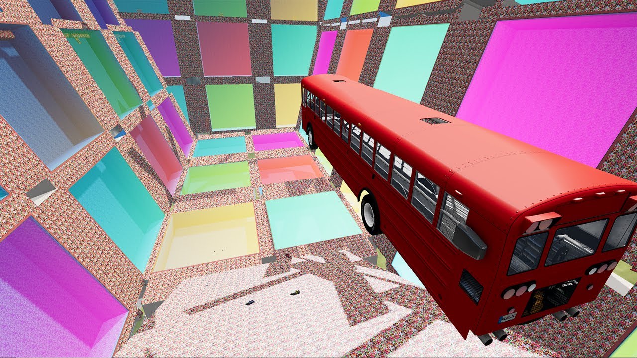 Candy Stairs Jumps Down In Colored Swimming Pools - BeamNG drive bmg