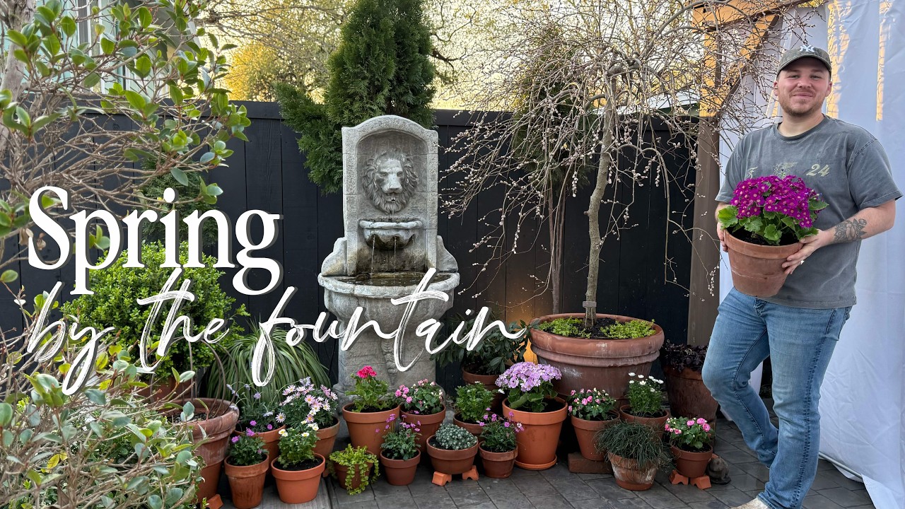 Turning My Fountain Patio Into a Spring Flower Garden 🌸