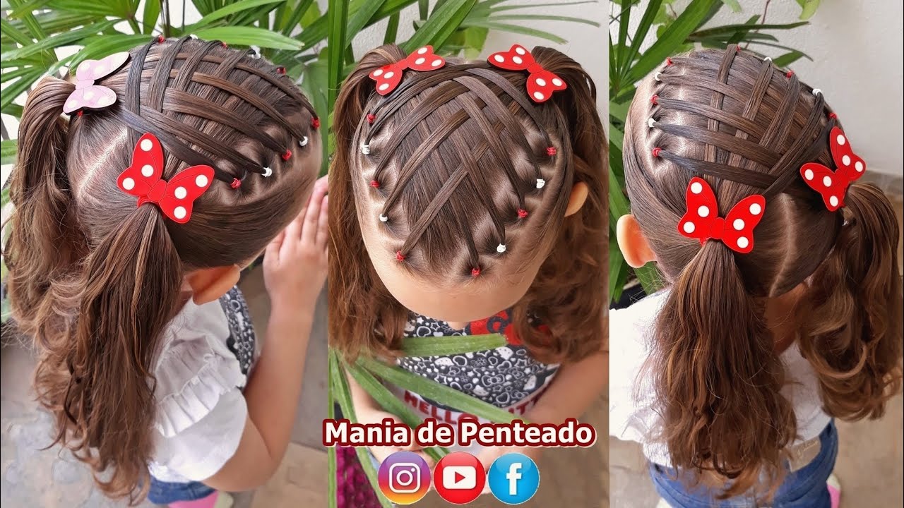 Penteado Infantil de ligas e amarrações transpassadas com Maria Chiquinha