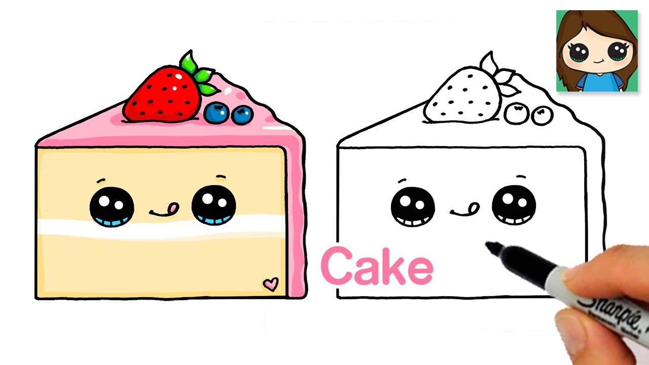 How to Draw a Cake Slice Easy 🍰 Cute Food Art