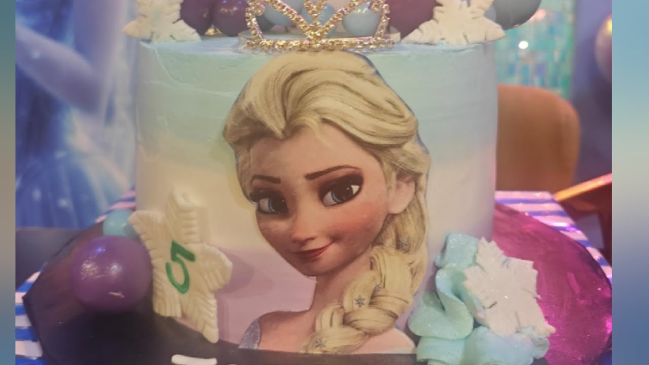 Semi fondandnt Frozen princess elsa  theme cake#birthdaycake#princess cake #semifondant cake 