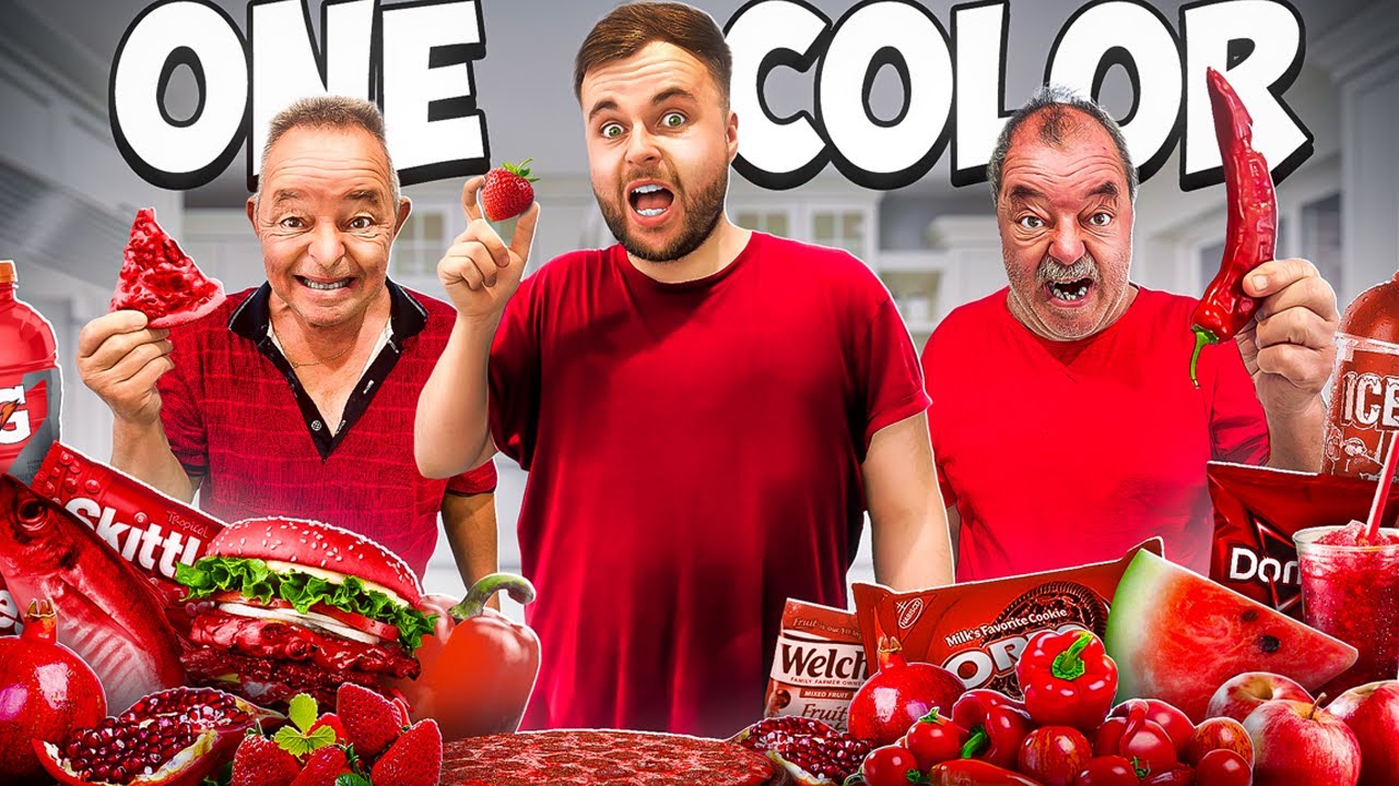Eating Only ONE COLOR of Food for 24 Hours Challenge