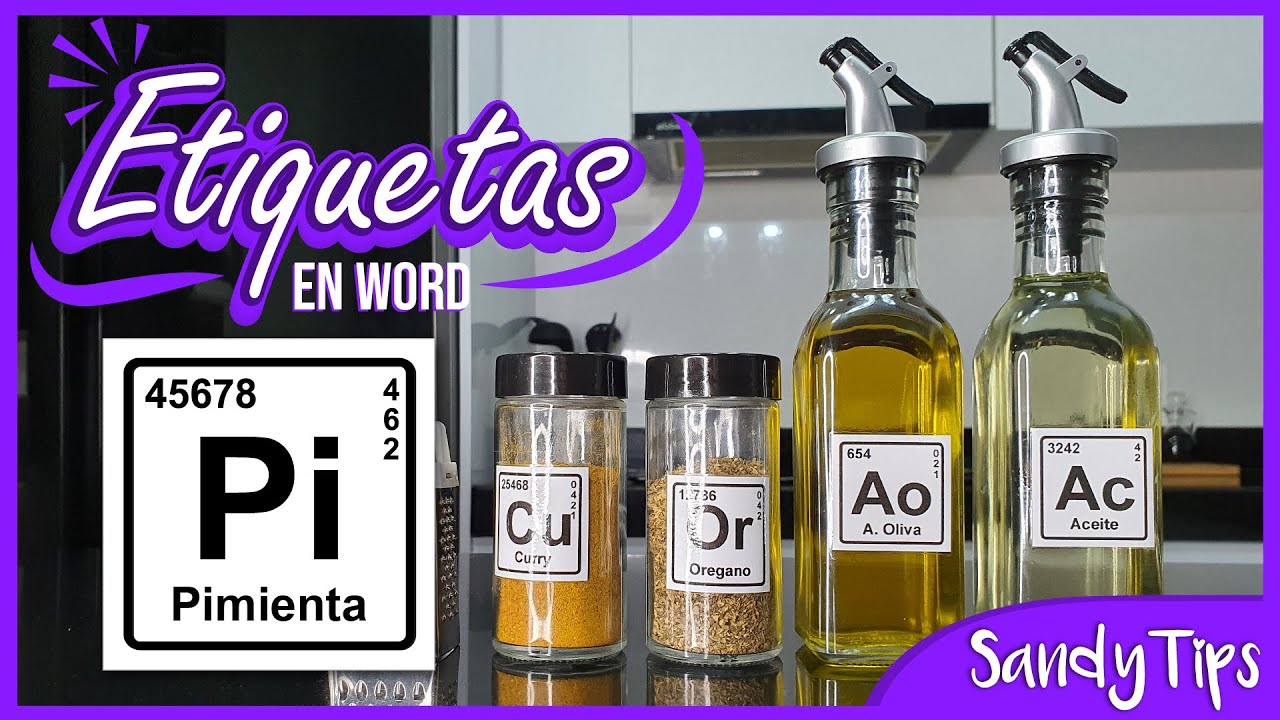 DIY Etiquetas Imprimibles Para Frascos de Cocina en Word 💜 Sandy Tips