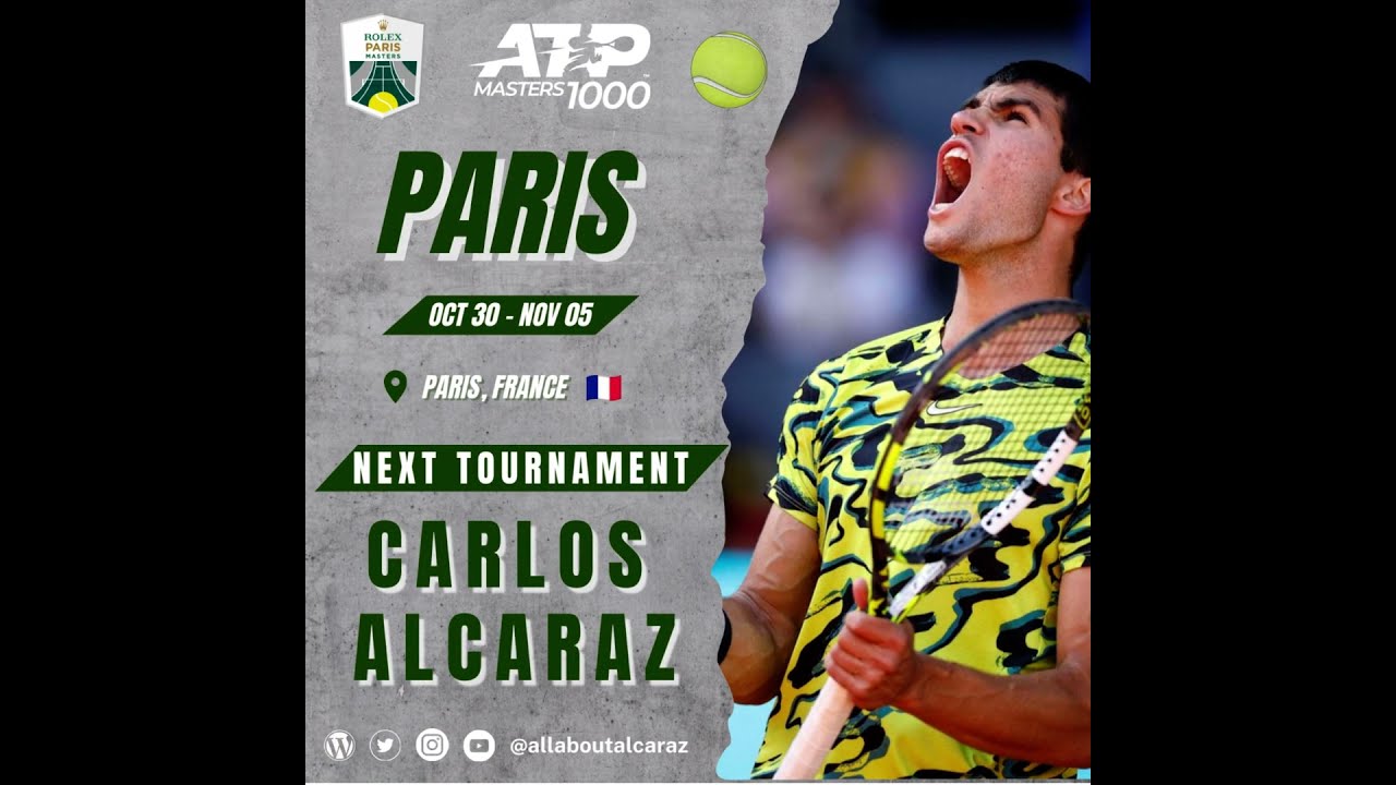 Next Tournament Carlos Alcaraz . Master 1000 Paris. #shorts #atp #tennis #alcaraz