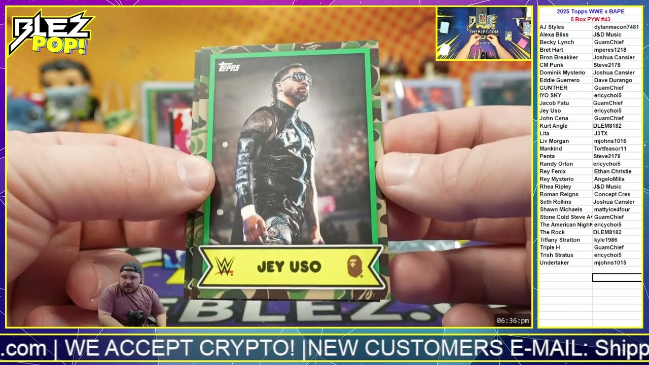 2025 Topps WWE x BAPE 5 Box Pick Your Wrestler #43