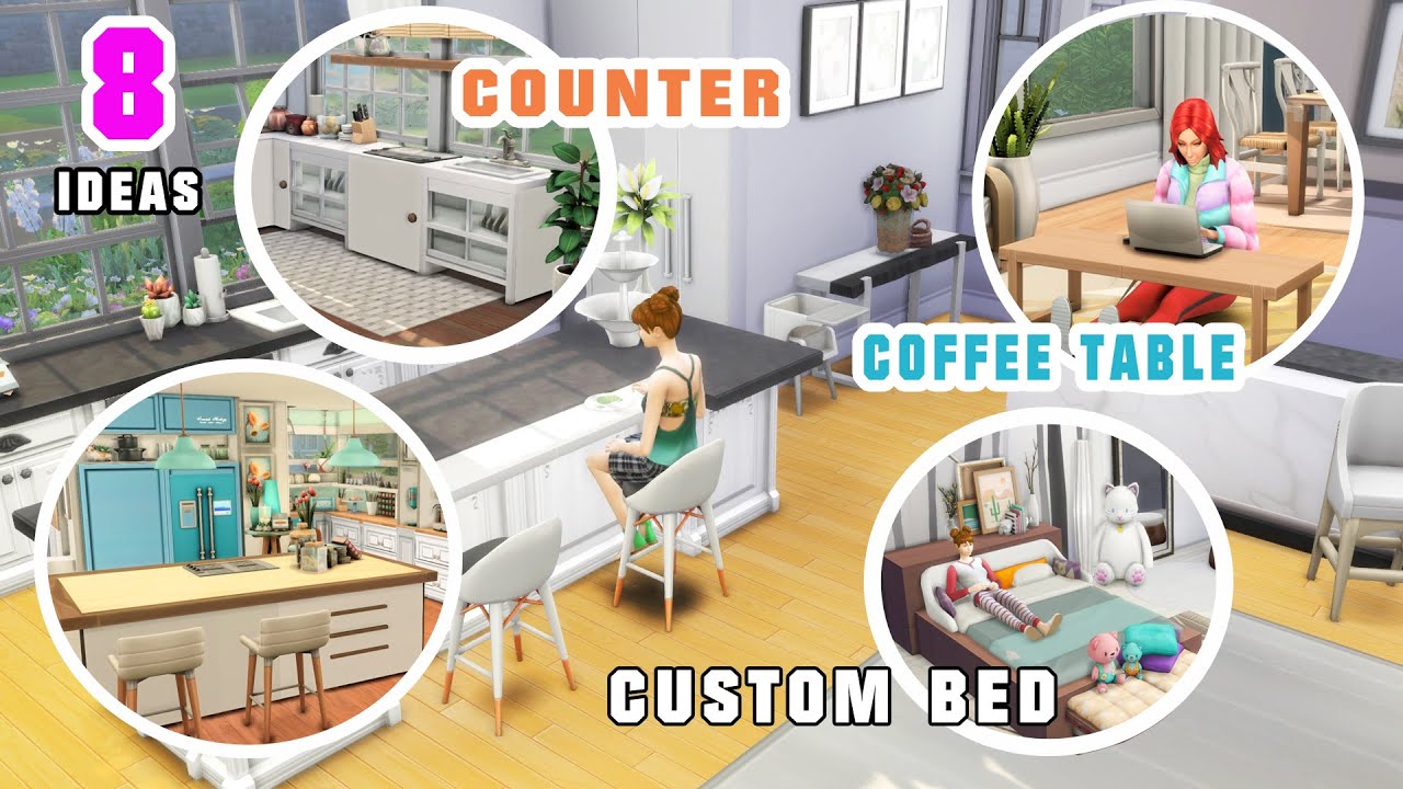 The Sims 4 TIPS AND TRICKS  (Custom bed, shower, coffee table, custom counter)