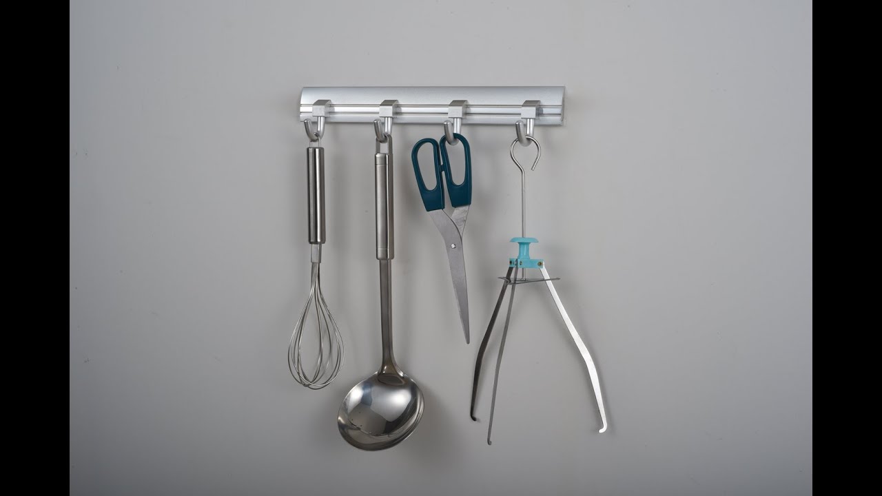 Hook Rack Rail with 4 Hooks Coat Towel Robe Hooks Wall Mounted