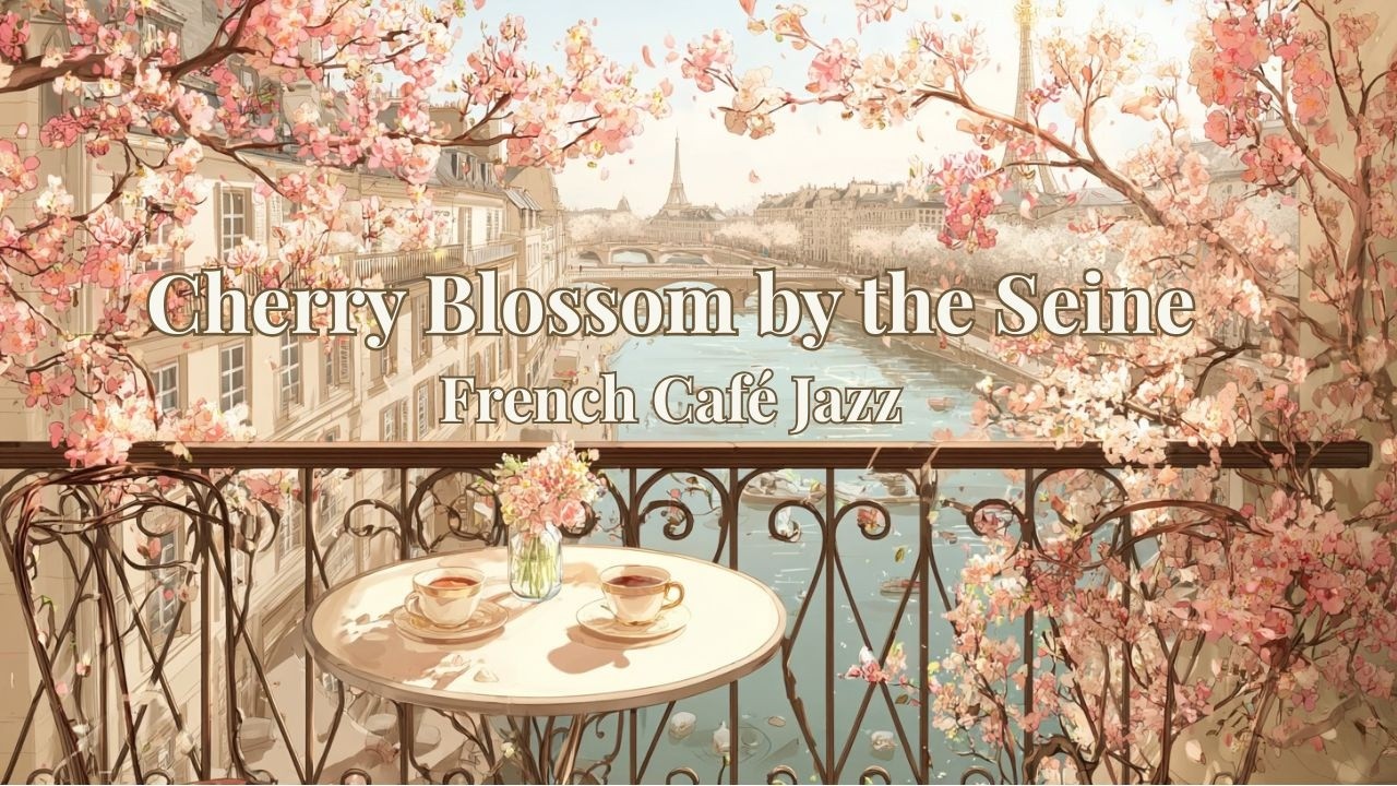 Cherry Blossom by the Seine | French Café Jazz for a Calm Spring Afternoon