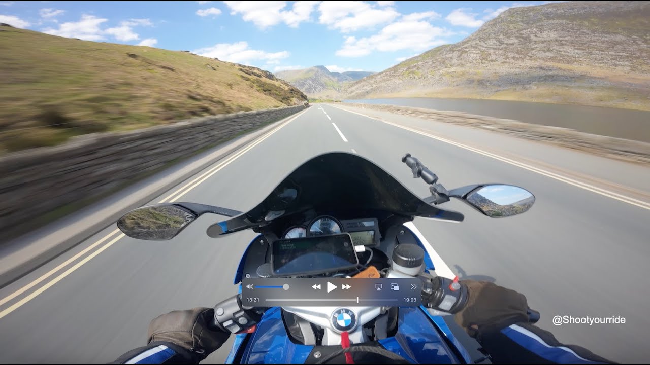 Road to South Stack lighthouse. ASMR BMW K1200S, Akrapovic end can.