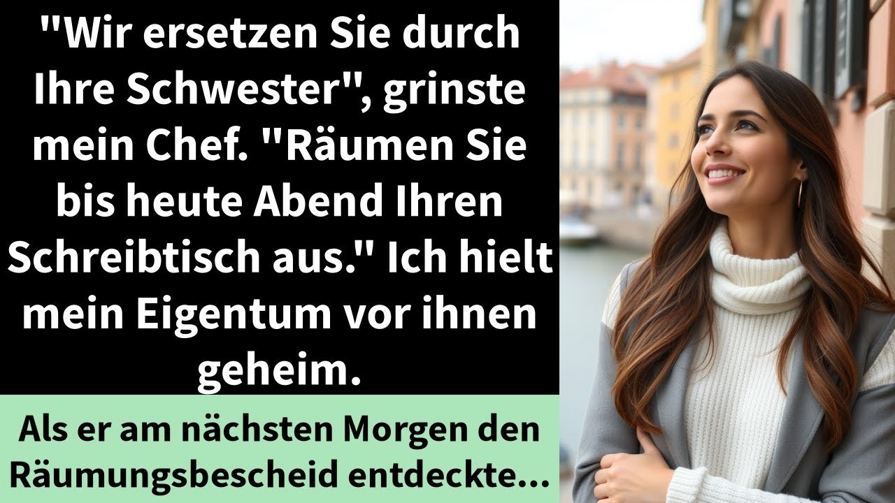 Wir ersetzen Sie durch Ihre Schwester , grinste mein Chef   Räumen Sie bis heute Abend Ihren