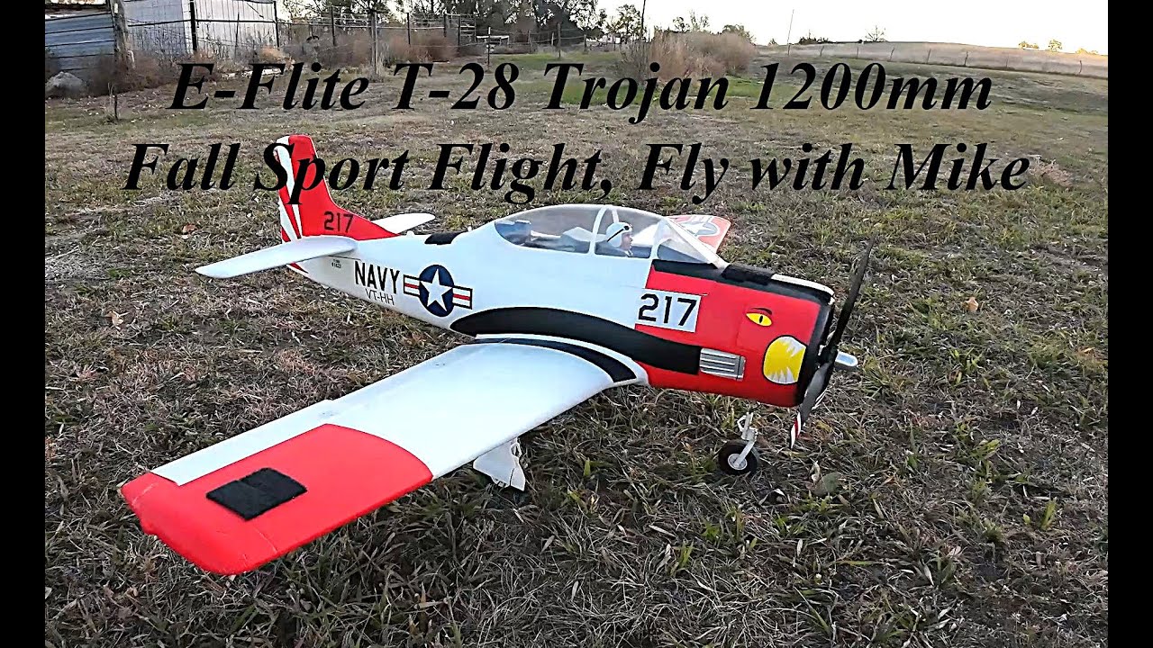 E~Flite T 28 Trojan 1200mm, Fall Sport Flight, Fly with Mike