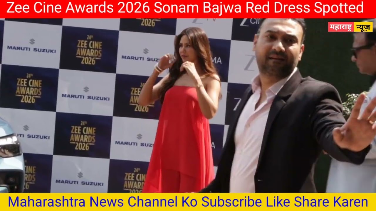 Zee Cine Awards 2026 Sonam Bajwa Red Dress Spotted  