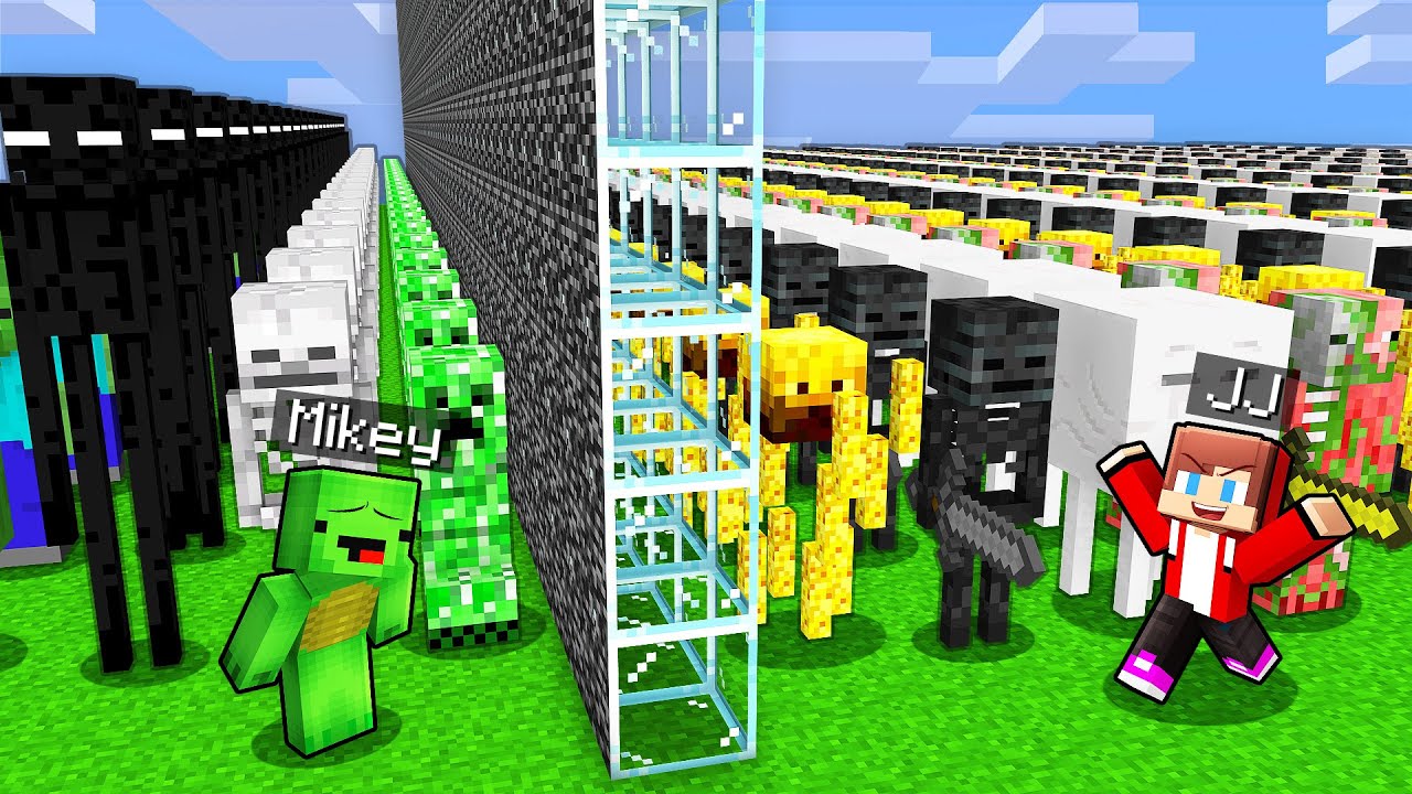 Mikey Overworld vs JJ Nether ARMY Battle in Minecraft (Maizen)