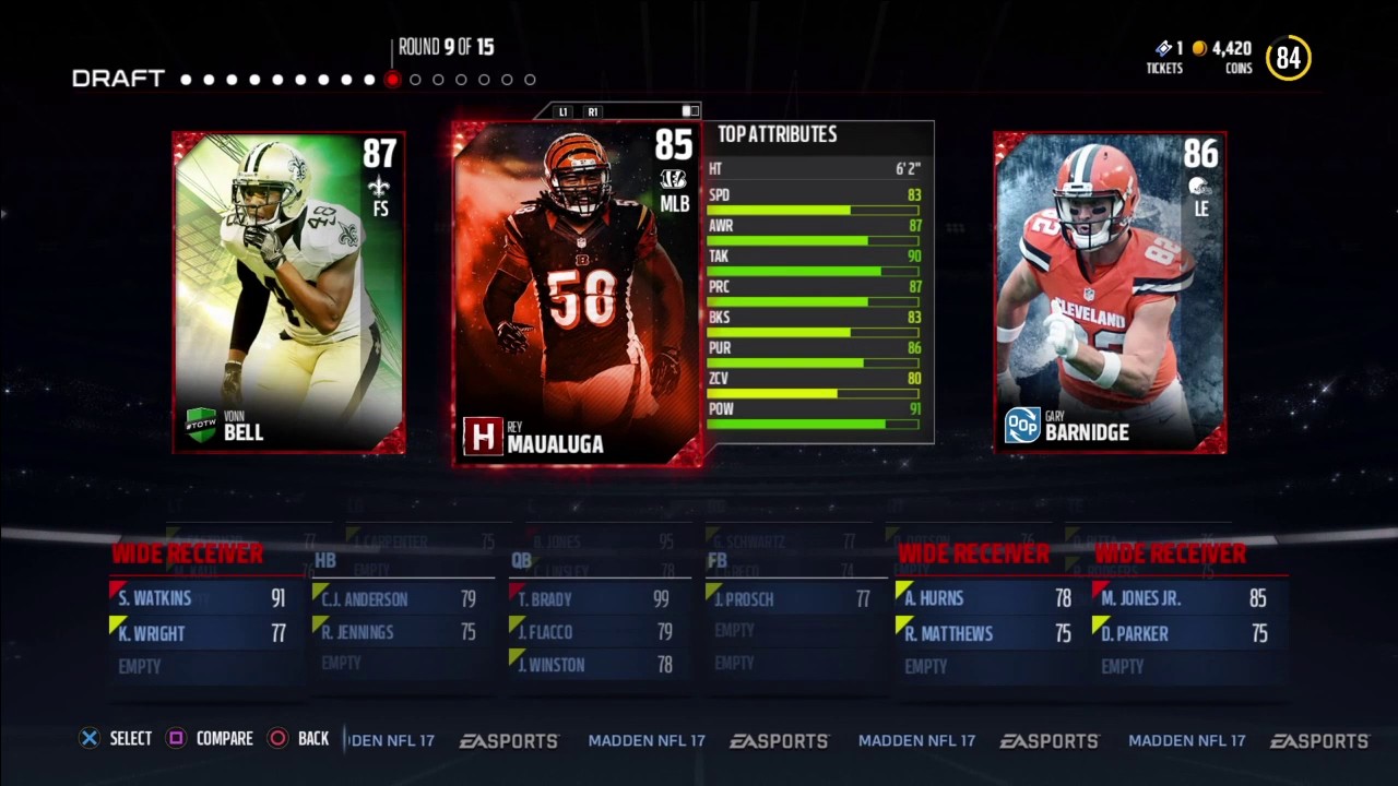 Madden 17: 90 overall draft