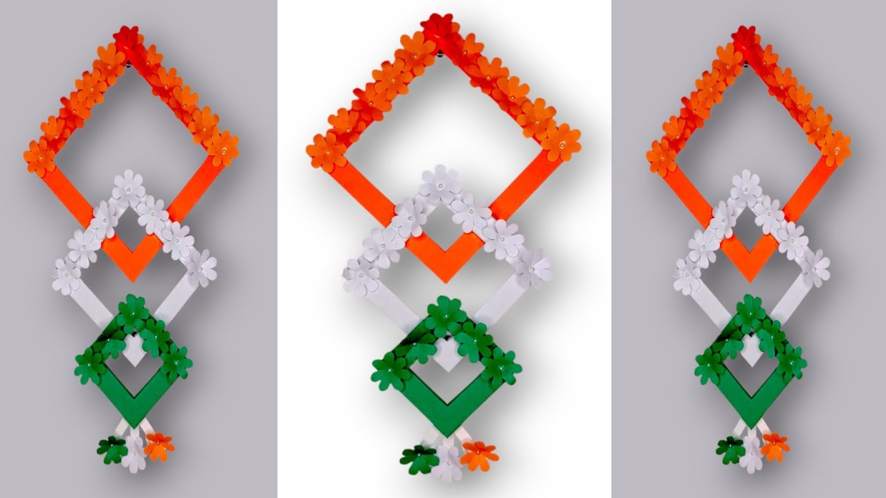 Beautiful Republic Day wall hanging 🇮🇳 🌹// tricolour wall decoration ideas// 26 January craft ❤