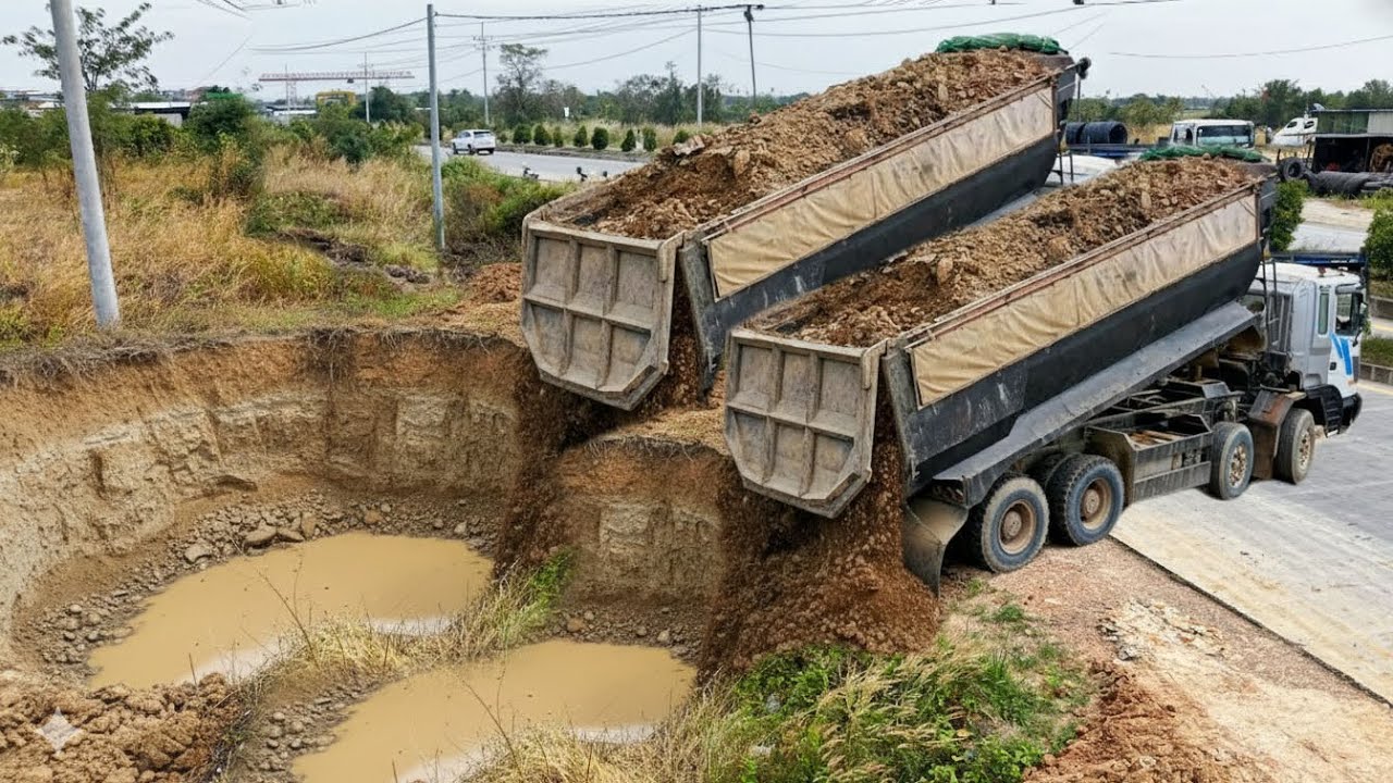 Start New Project !! Dozer D58P rescued by skills operator heavy bulldozer at a landfill