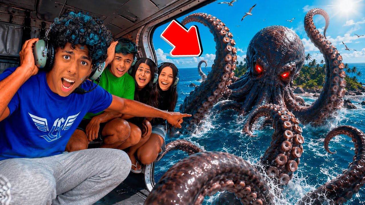 ENCONTRAMOS UM POLVO GIGANTE NO MAR E TENTAMOS FUGIR! *recebemos o alerta🚨*