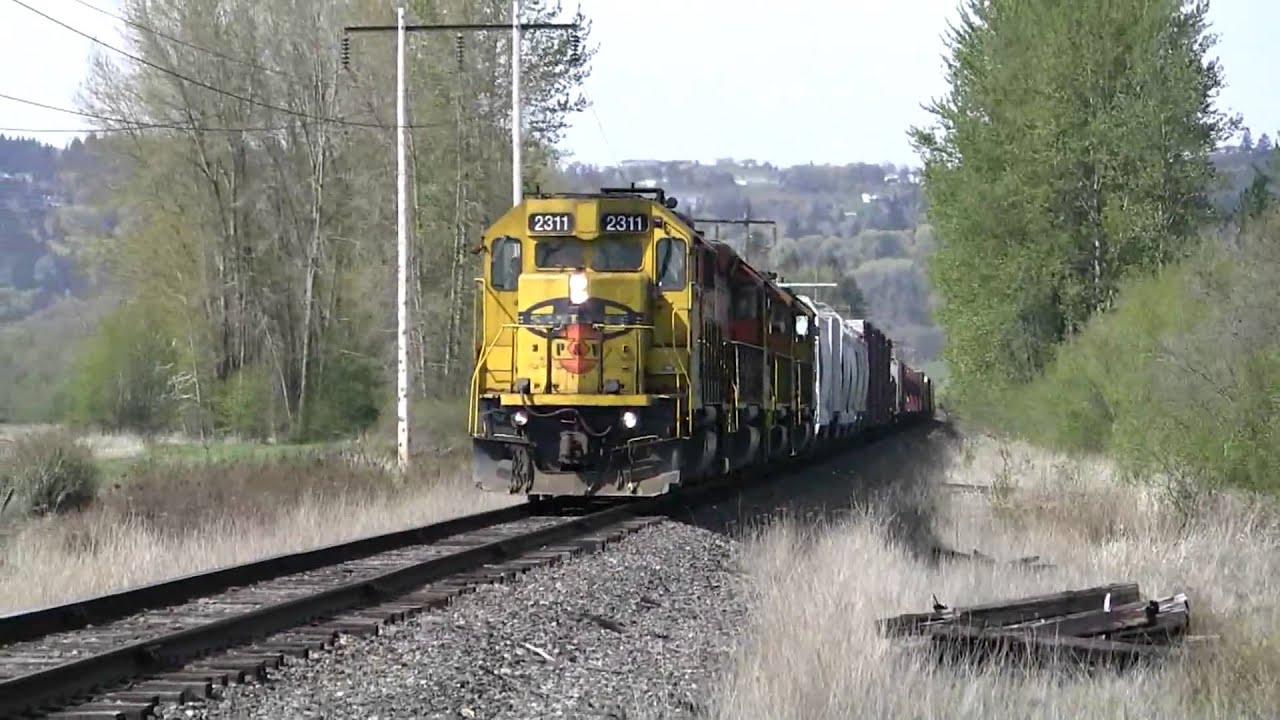 (HD)(part 1) PW 2311 freight train crossing at Ankeny Wildlife Refuge