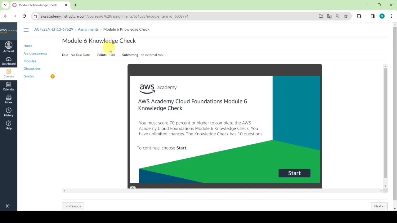Module 6 Knowledge Check | AWS Compute | AWS Academy | AWS cloud foundations| Amazon AWS