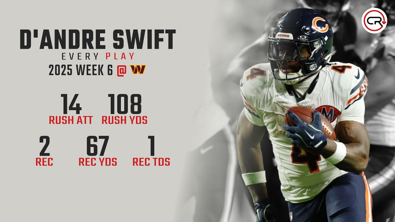D'Andre Swift Week 6 Highlights | Every Run, Target, and Catch vs Commanders