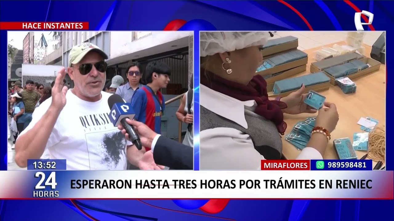 Largas colas se registran en sede del Reniec en Miraflores