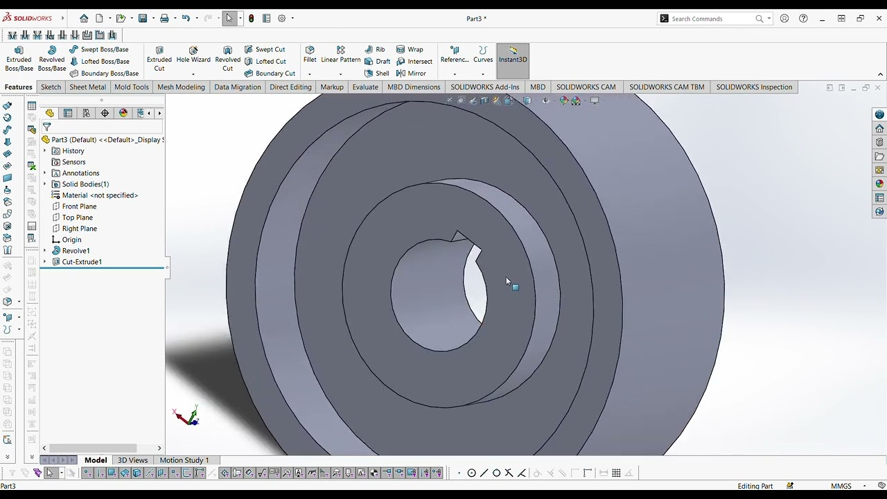 Engrenagem de dentes helicoidais SOLIDWORKS