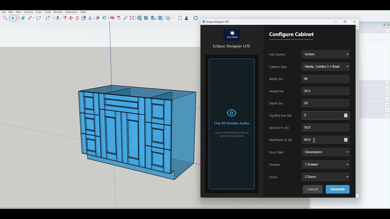 Design Professional Cabinets in SketchUp Faster | Eclipse Designer LITE
