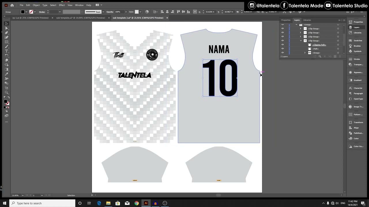 ILLUSTRATOR TUTORIAL - Panduan Asas Rekaan Jersey | Talentela Studio