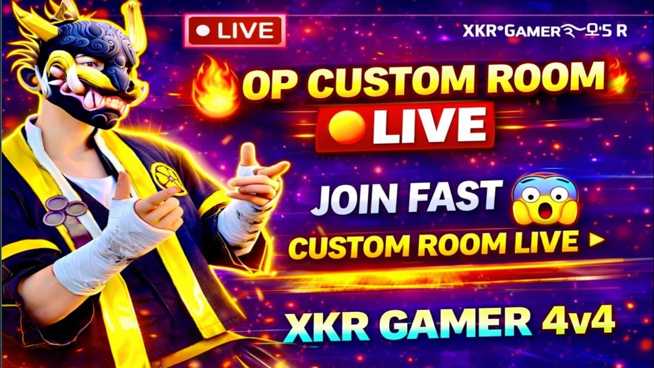 FREE FIRE CUSTOM LIVE 🔴 | CS 4v4 COMEBACK 🔥 | OP CUSTOM ROOM Live | XKR Gamer
