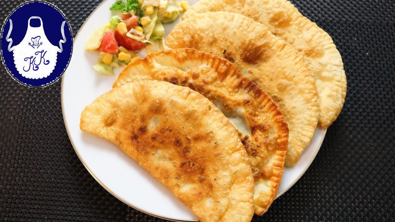 Chebureki Rezept / Tschebureki / Teigtaschen mit Hackfleisch-, und Käsefüllung / чебуреки