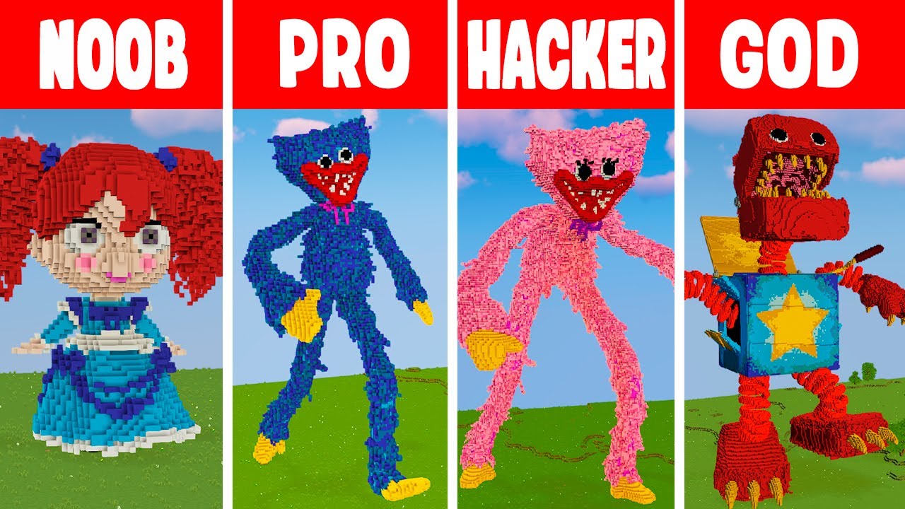 Minecraft POPPY PLAYTIME 3 STATUE HOUSE BUILD CHALLENGE - NOOB vs PRO vs HACKER vs GOD / Animation