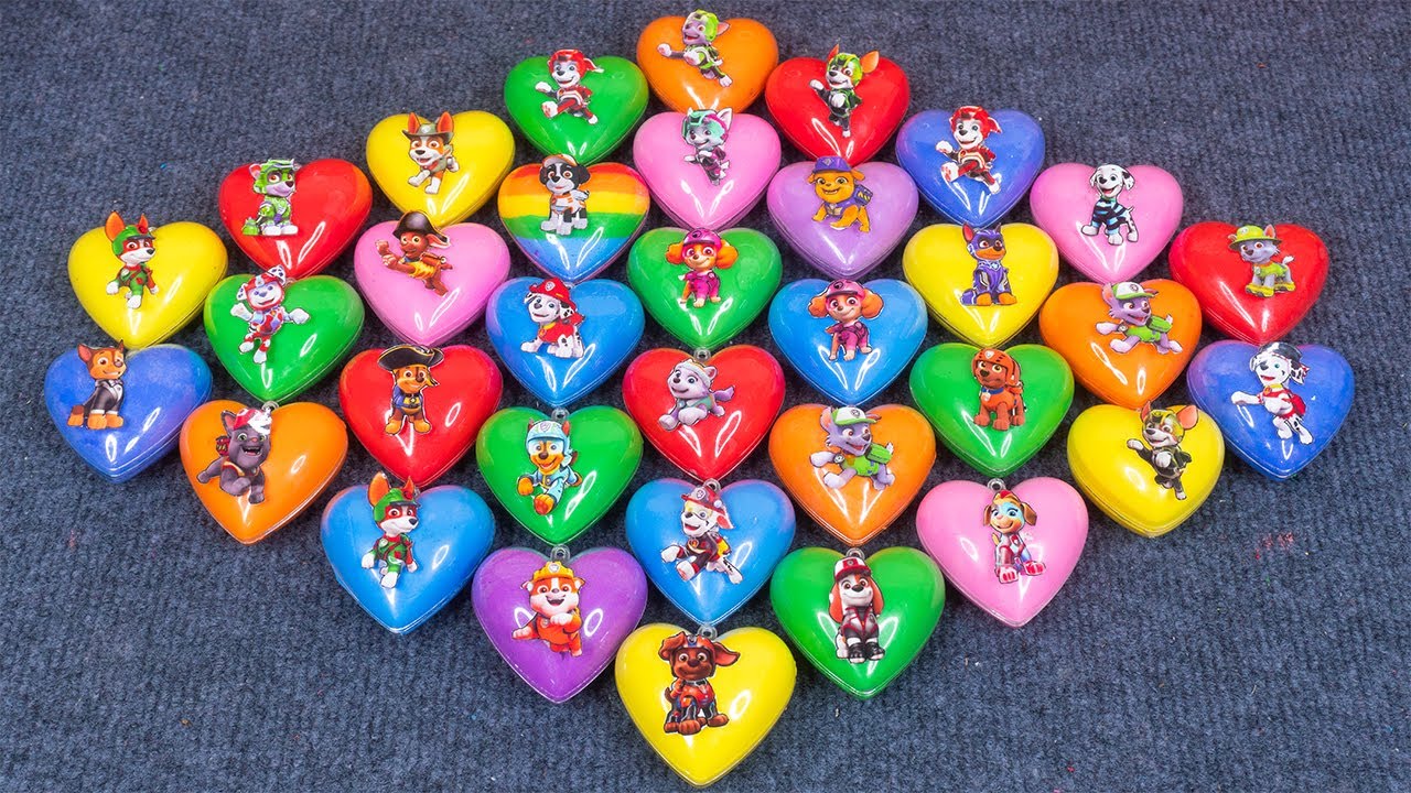 Paw Patrol Slime Heart Playtime! Skye, Chase & Marshall in Satisfying Clay World 🌈